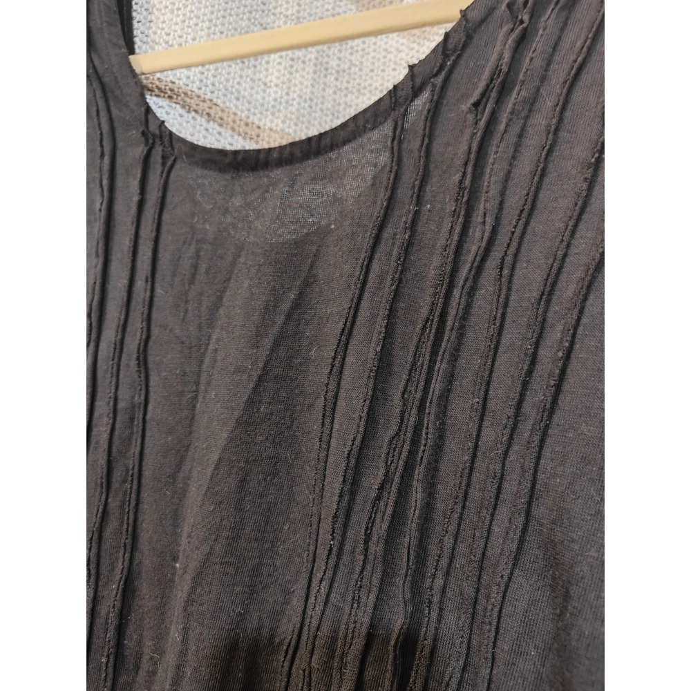 Miss Me Black Long Sleeve Tunic Beaded Shoulder Fringe Hem Cotton Top Size M - Picture 4 of 4